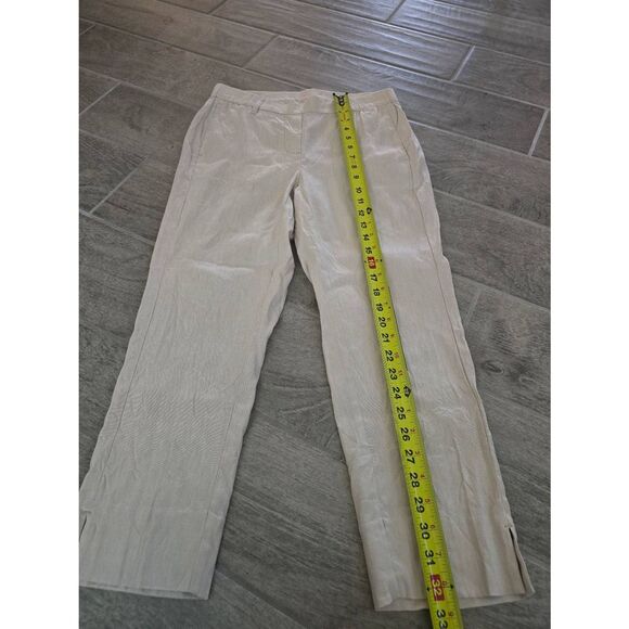 Women's J. Jill Linen Pull On Ankle Pants Size Small Petite Khaki Oatmeal Color - Picture 2 of 7